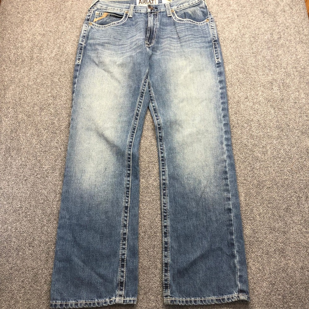 Ariat M5 Slim Straight Leg Jeans Mens 35x32 Medium Wash Western Embroidered